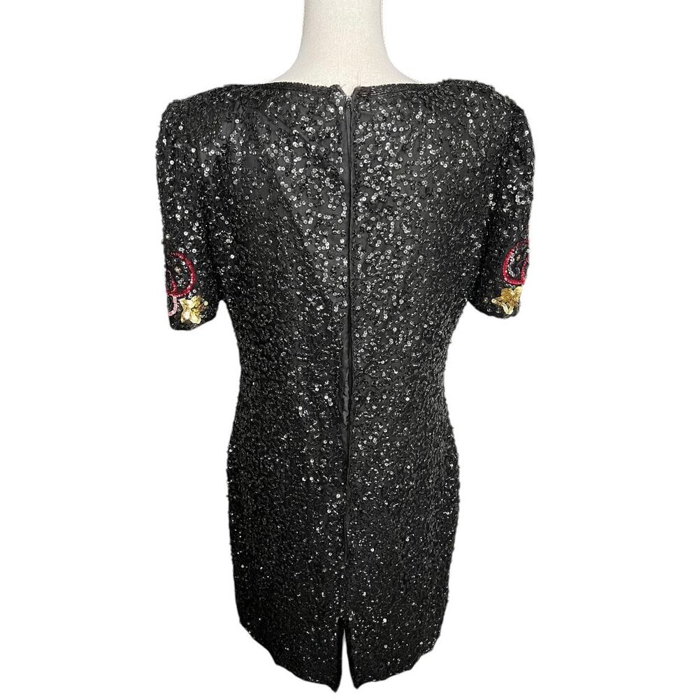 Laurence kazar vintage sequin New Year’s Eve mini dress multicolor size large - Picture 9 of 13